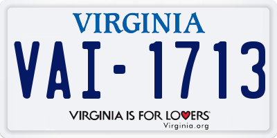 VA license plate VAI1713