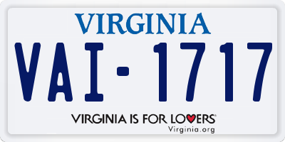 VA license plate VAI1717