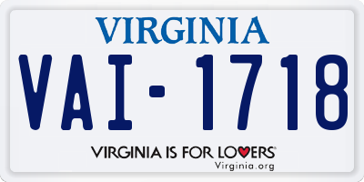 VA license plate VAI1718
