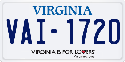 VA license plate VAI1720