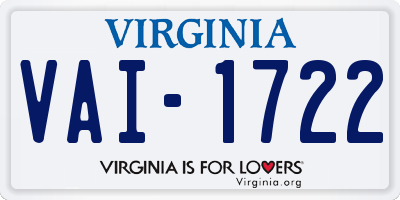 VA license plate VAI1722