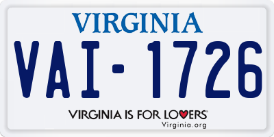 VA license plate VAI1726