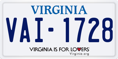 VA license plate VAI1728
