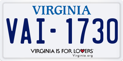 VA license plate VAI1730