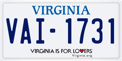 VA license plate VAI1731