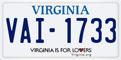 VA license plate VAI1733