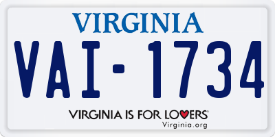 VA license plate VAI1734