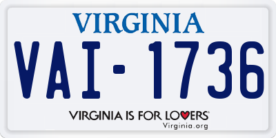 VA license plate VAI1736
