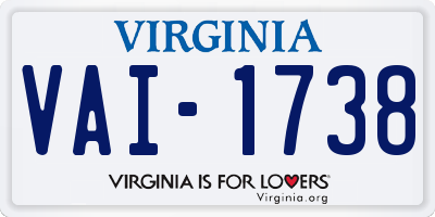 VA license plate VAI1738