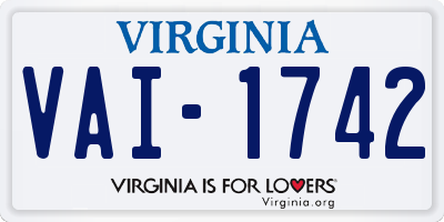 VA license plate VAI1742