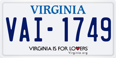 VA license plate VAI1749
