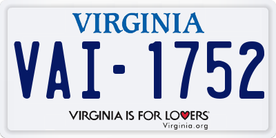 VA license plate VAI1752