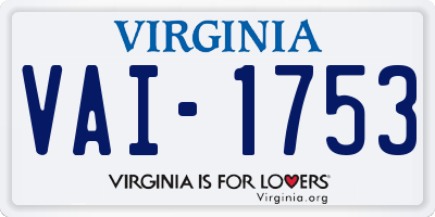 VA license plate VAI1753