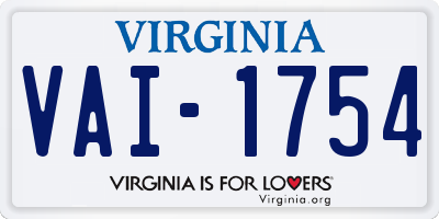 VA license plate VAI1754
