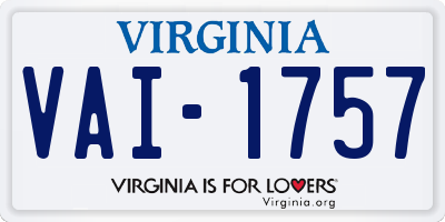 VA license plate VAI1757