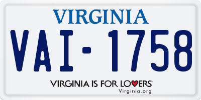 VA license plate VAI1758
