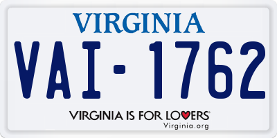 VA license plate VAI1762