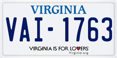 VA license plate VAI1763