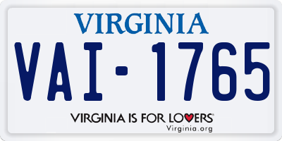 VA license plate VAI1765
