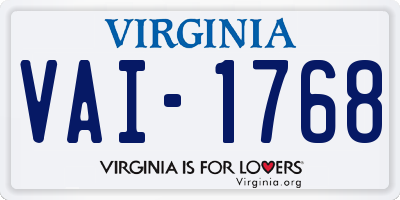 VA license plate VAI1768