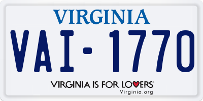 VA license plate VAI1770
