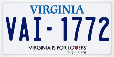 VA license plate VAI1772
