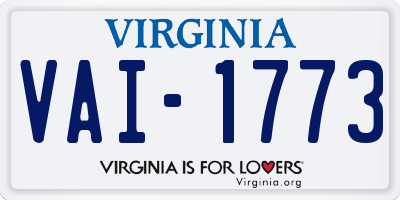 VA license plate VAI1773