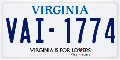 VA license plate VAI1774