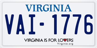 VA license plate VAI1776