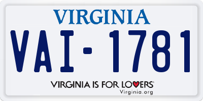 VA license plate VAI1781