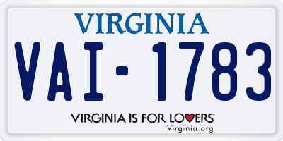 VA license plate VAI1783