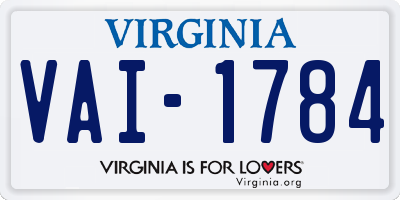 VA license plate VAI1784