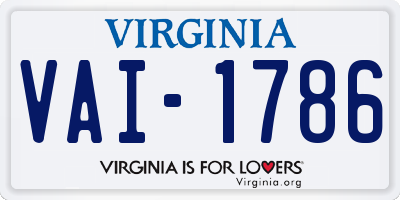 VA license plate VAI1786