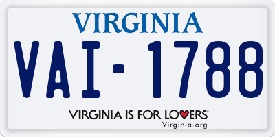 VA license plate VAI1788