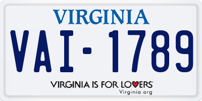 VA license plate VAI1789