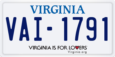 VA license plate VAI1791
