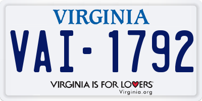 VA license plate VAI1792