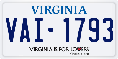 VA license plate VAI1793