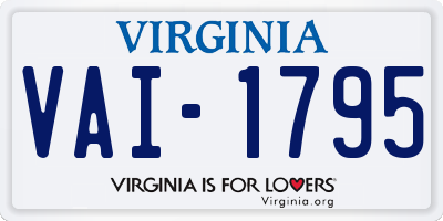 VA license plate VAI1795