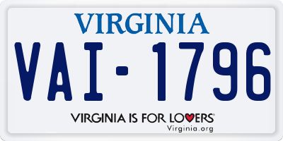 VA license plate VAI1796