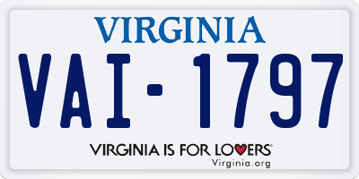 VA license plate VAI1797