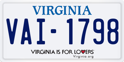 VA license plate VAI1798