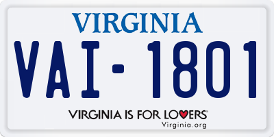 VA license plate VAI1801