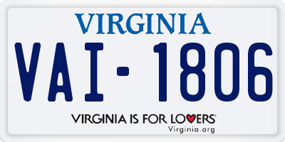 VA license plate VAI1806