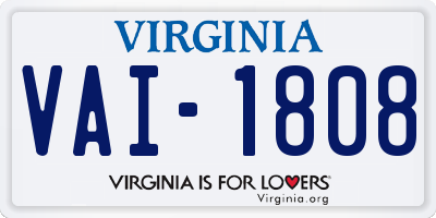VA license plate VAI1808