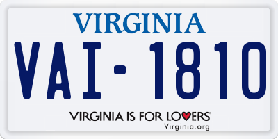 VA license plate VAI1810