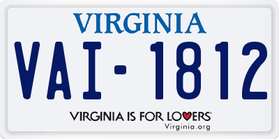 VA license plate VAI1812