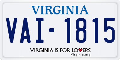 VA license plate VAI1815