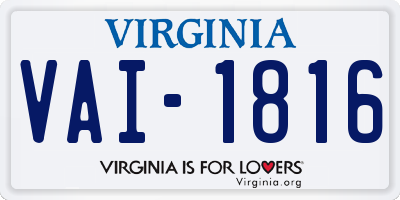 VA license plate VAI1816