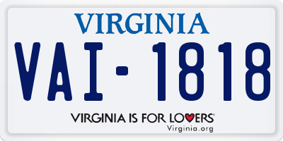 VA license plate VAI1818
